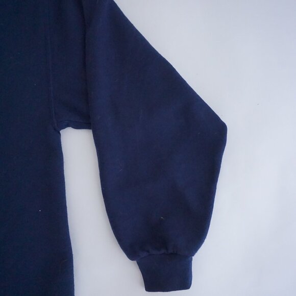 Vintage Jerzees Blue Sweater Snowman Flag Cotton Holiday Festive Snowflakes L - Picture 4 of 10